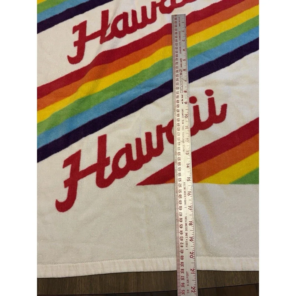 VTG 1980s HAWAII Beach Towel 29x57 100% Cotton Rainbow Liki Liki